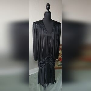 Vintage  80s Black Cocktail Dress | Sequin Dress | Womens Formal Attire Size 7/8